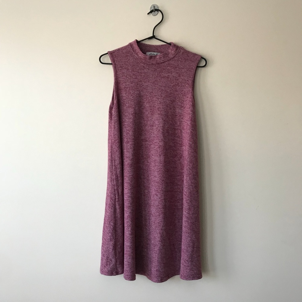 Soft mock neck sleeveless shift dress